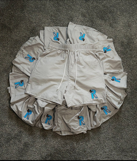 Grey & Ocean Blue- Activewear Shorts