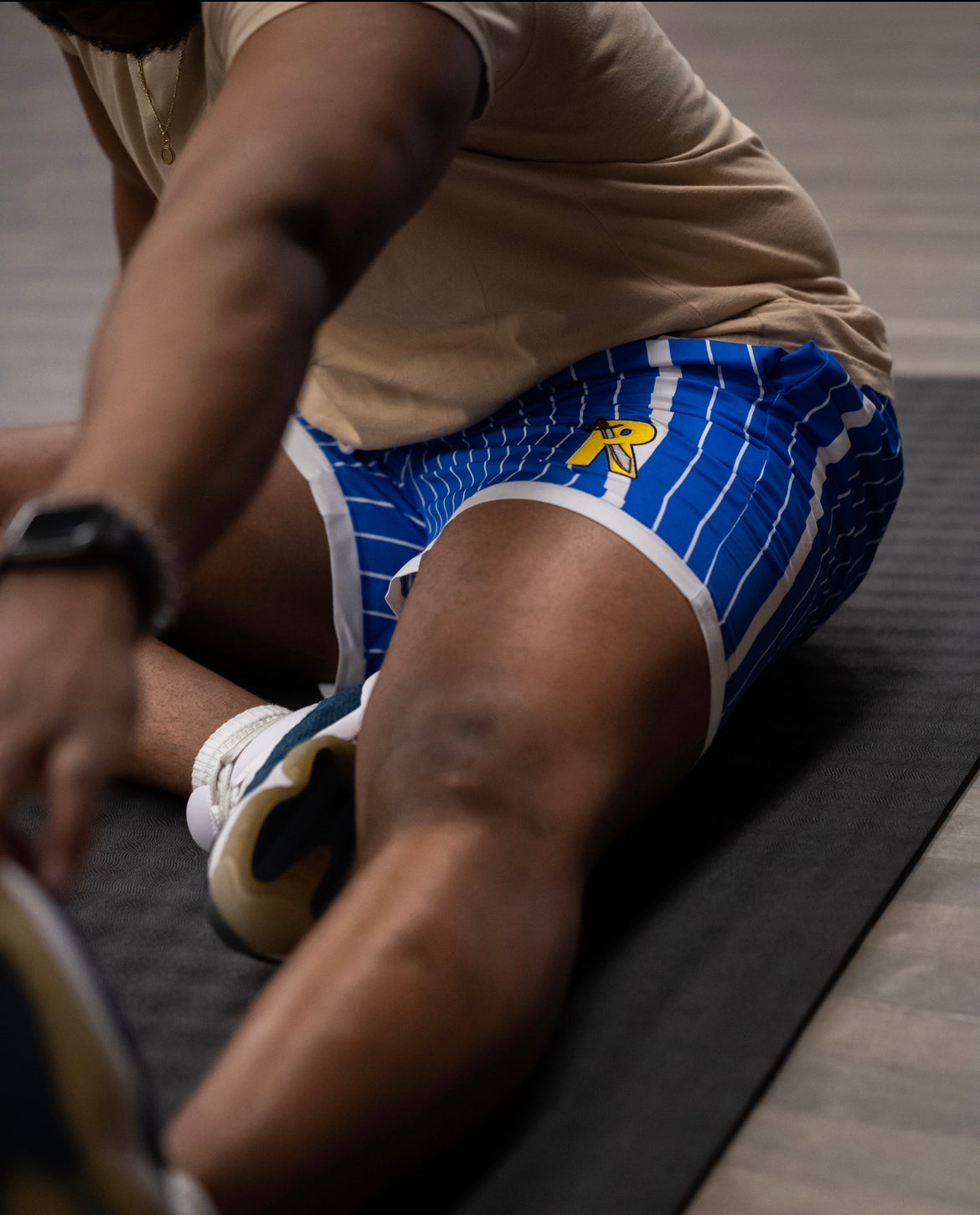 Blue & Yellow Pinstripe Shorts